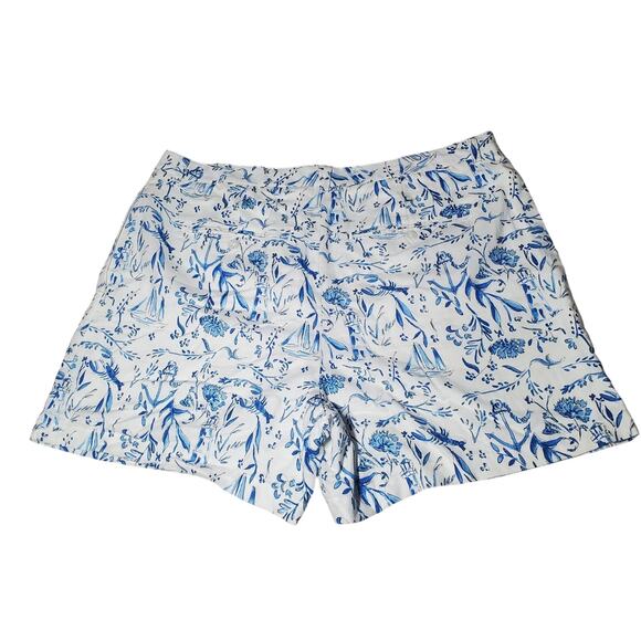 Kiel James Patrick Linen Cotton Blend Chinoiserie Beach Pattern Shorts Size 10 - Picture 7 of 16